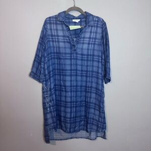 beachlunchlounge Navy Plaid Tunic